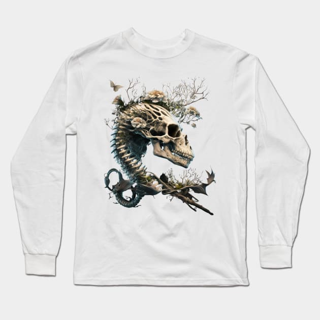 Dinosaur Skull Long Sleeve T-Shirt by AbstractArt14